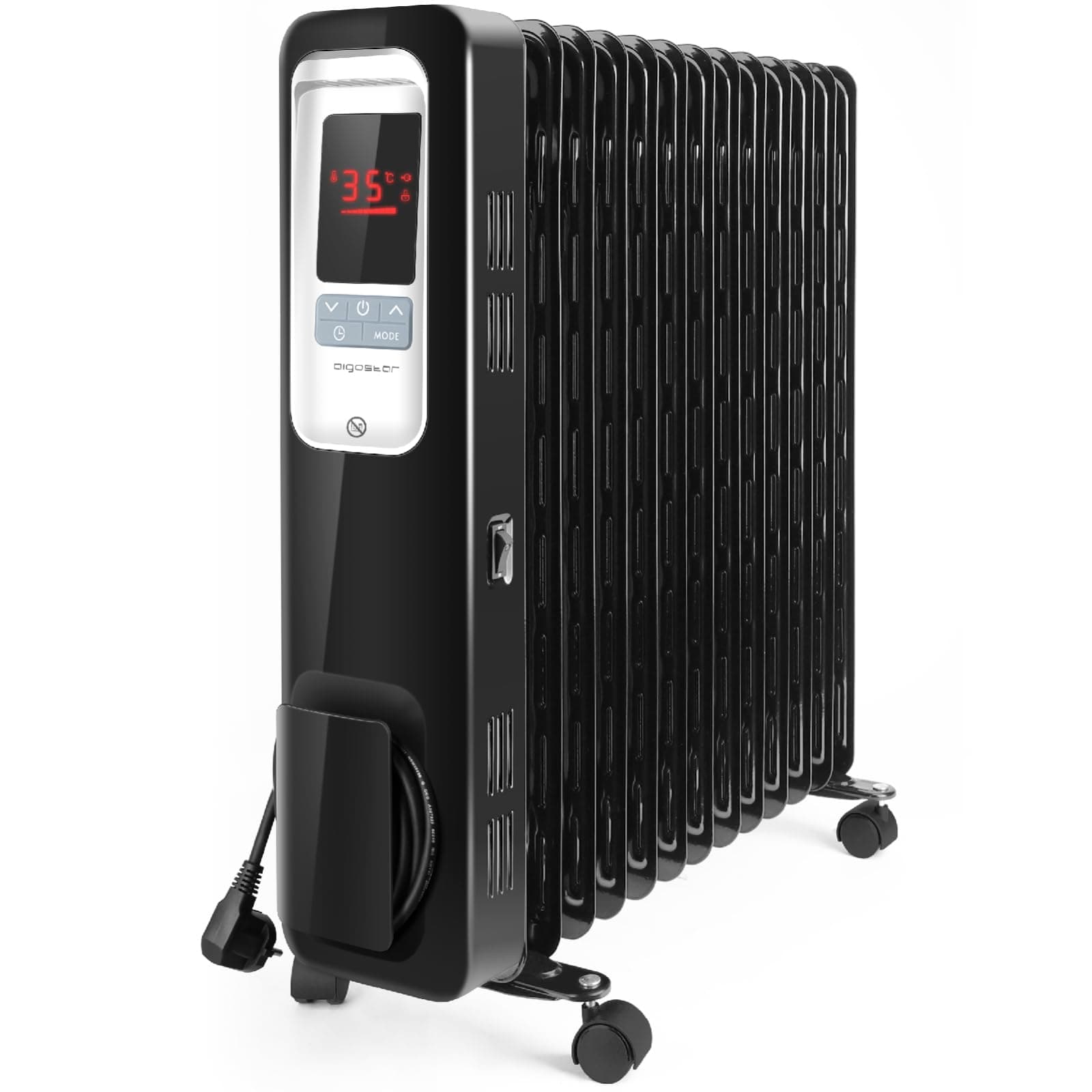 Aigostar Oil Monster 33JHH - 2500W Ölradiator Energiesparender, LCD Elektro Heizkörper mit 13 Rippen,4 Heizstufen,Thermostat, Fernbedienung,Überhitzungsschutz, Elektroradiator Elektro Heizung
