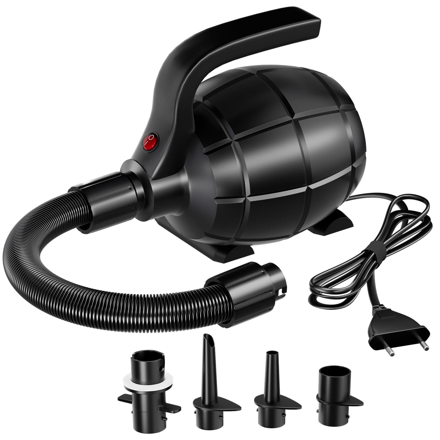 DOBESTS Elektrische Luftpumpe, Elektrische Pumpe mit 4 Düsen für Aufblasbare Air Track Matte, Luftmatratze, Schwimmringe, Flöße, Wasserbetten, Boote, Kinderbecken, SUP Board, Yoga-Bälle usw