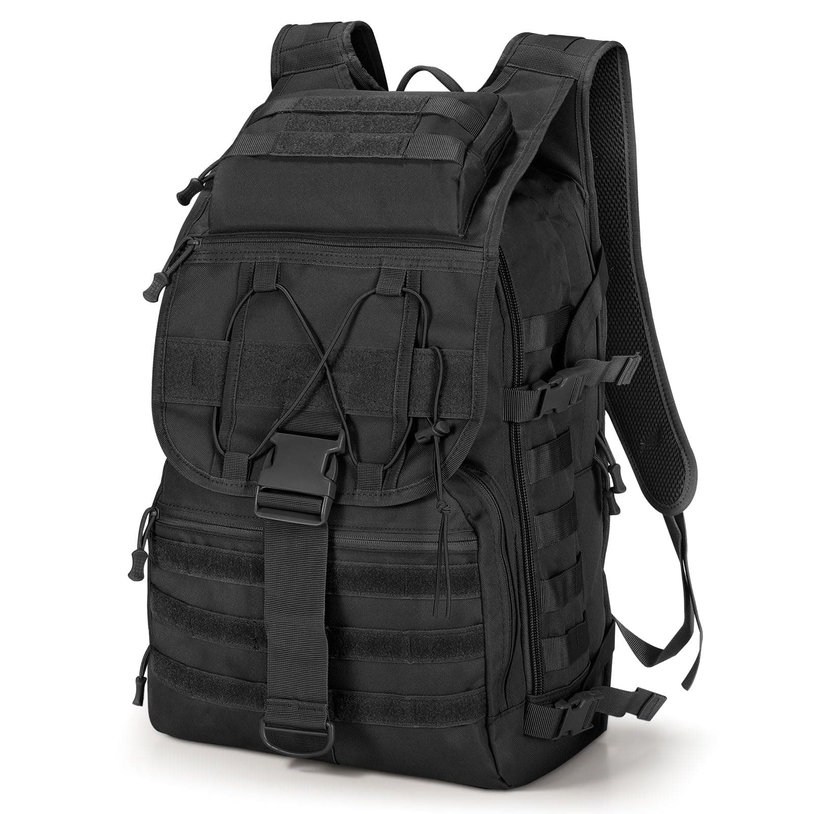 SHANNA Militärrucksack 35L/50L Armee Rucksack Molle, Hohe Kapazität Trekkingrucksack Wanderrucksäcke Assault Pack Taktischer Kampfrucksack für Outdoor Camping 3 Tage Bug Out Go Bag Angeln Jagd 50 Liter Schwarz