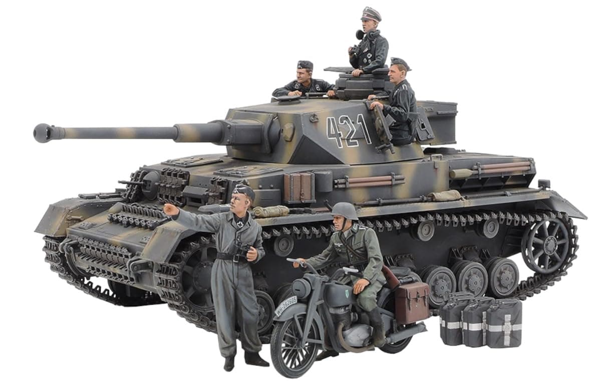 TAMIYA 25209 1:35 DT. PzKpfw.IV AUSF.G m. Krad Ost F. - Modellbausatz aus Kunststoff, Bausatz, Tankset