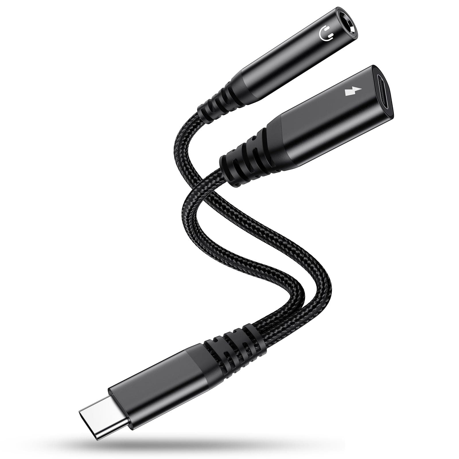 2 in 1 Adapter USB C auf Klinke, 3,5mm Kopfhörer Adapter und Laden, USBC zu Schnellladung Aux Audio für iPhone 16 15 Plus Pro Max, iPad Pro Air Mini, Samsung S25 S24 S23 S22 S21 S20 Ultra, Google usw
