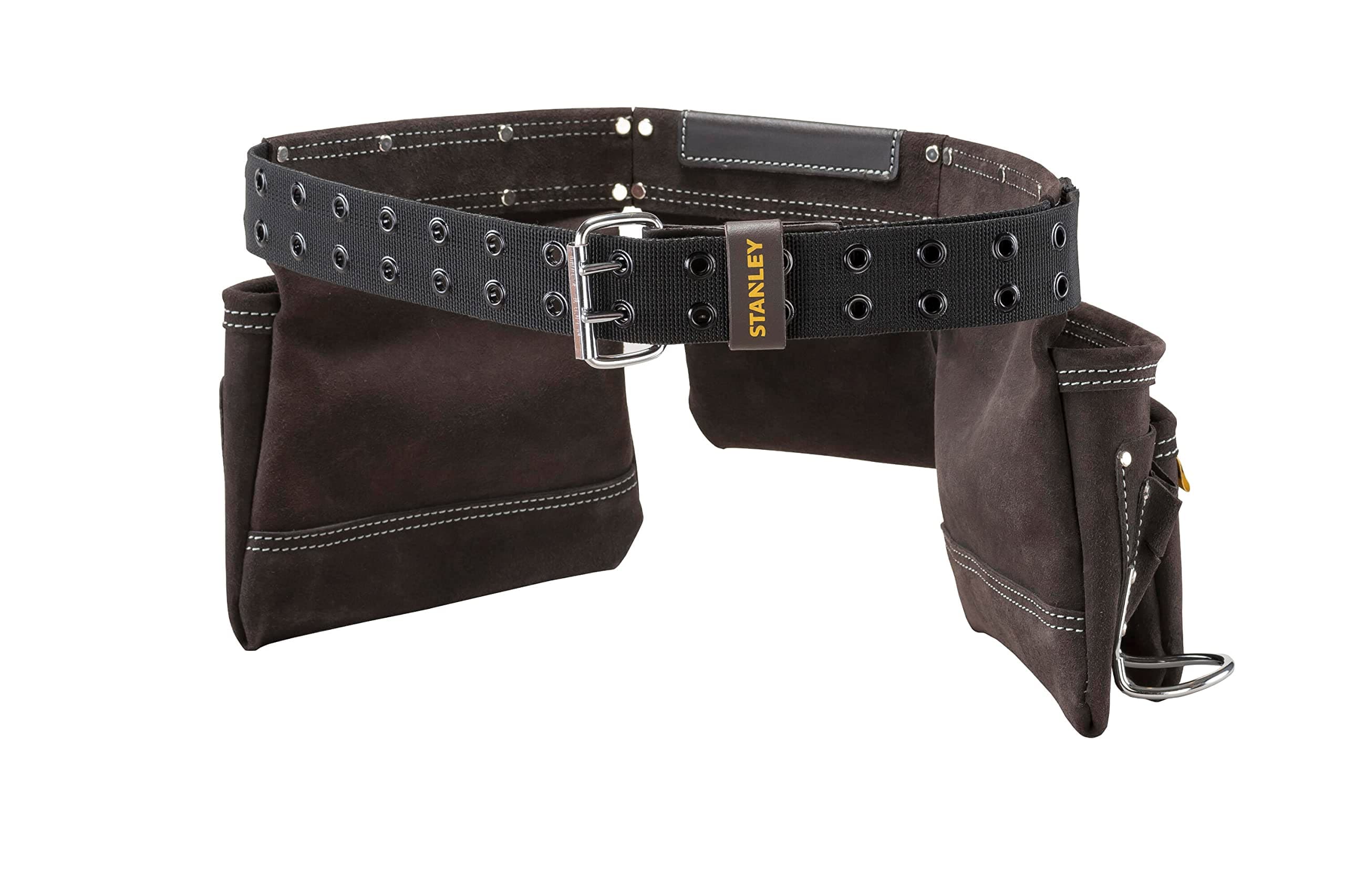 STANLEY Leder-Werkzeuggürtel-Tasche Schürze, Professioneller Werkzeuggürtel, Mehrfach-Taschen-Aufbewahrungsorganisator, mit integriertem Hammerhalter für einfachen Zugriff bei der Arbeit, STST1-80113