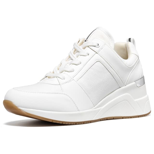 Cestfini Damen Keilabsatz Sneaker Mode Keilsneaker Plateau Freizeitschuhe, Casual Schuhe für Alltagskleidung 37 EU 174 Alle Weiss