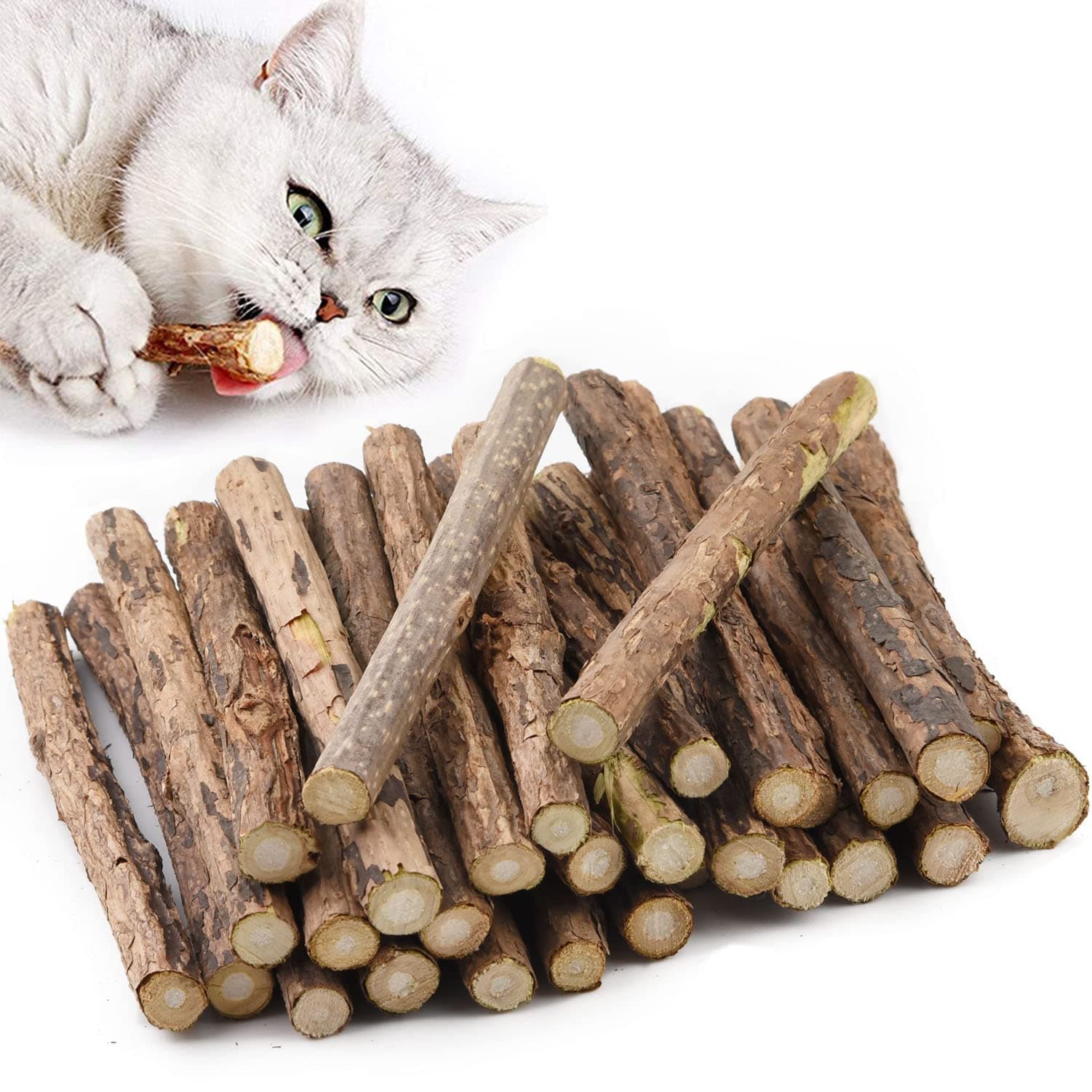 Aidiyapet 30 Stück Katzenminze Sticks, Matatabi Katzen Kauhölzer, Matatabi-Kausticks als Katzenspielzeug, Katzenminze Sticks zum Schleifen von Zähnen, Matatabi Zahnpflege Tiere 30 Stück (1er Pack)