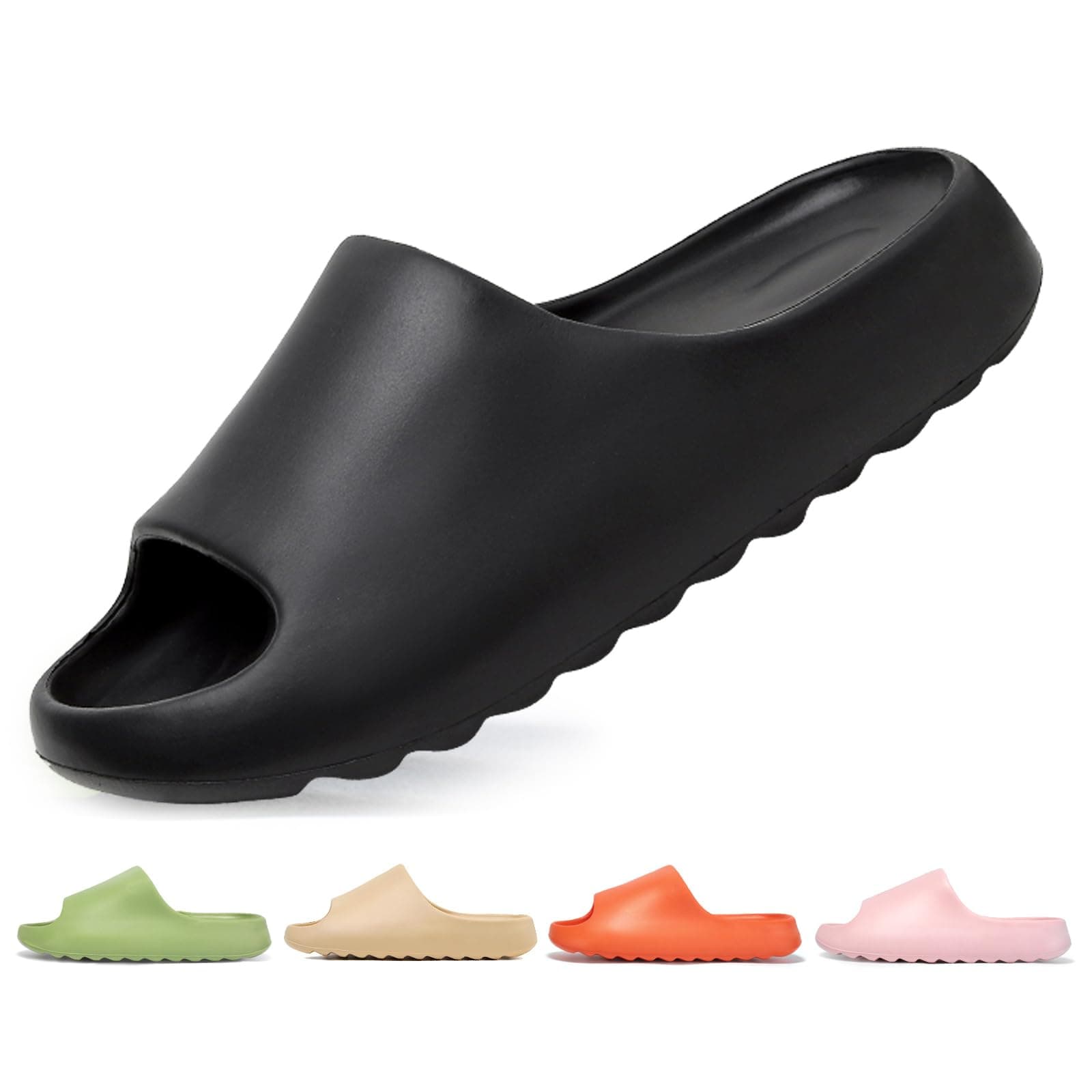 Jesindr Cozy Slides Original Herren Damen, Rutschfeste Badelatschen Latschen, Weich Wolken Wolkenschuhe, Unisex Gummi Cloud Slippers Sommer Beach Slide Sandalen 40 EU Schwarz