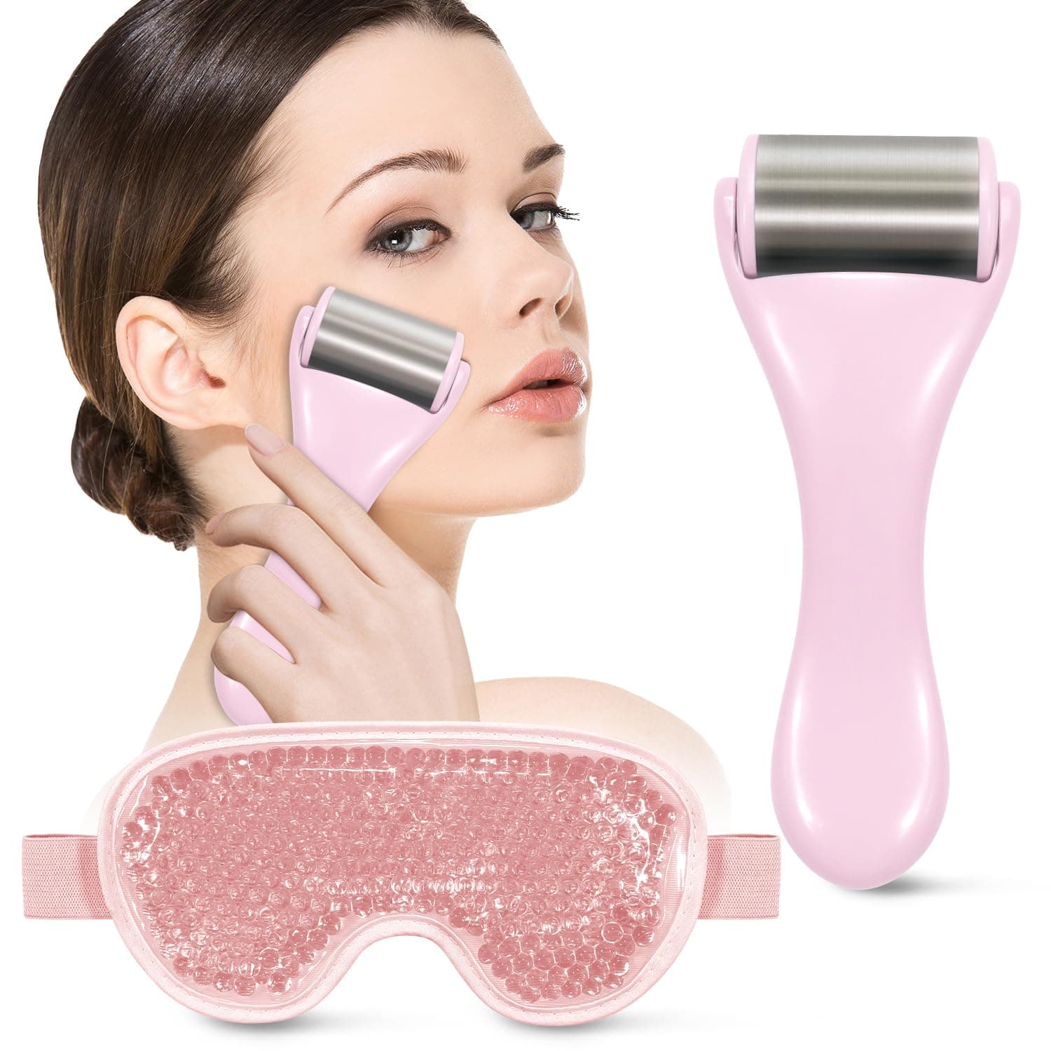 my novel things Eisroller Gesicht, Ice Roller Gesicht, Augenmaske Kühlend, Ice Roller für Gesicht und Körper Massagegerät, Gesichts-Spa-Set, Reduzieren Falten Hautpflege,Mit zufälliger Farbe geliefert Rosa