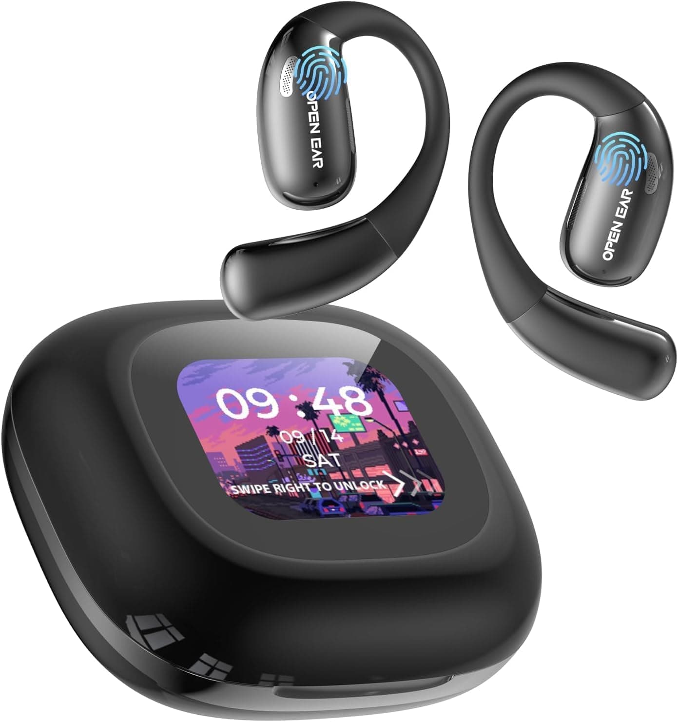 AI Übersetzer Kopfhörer, 3-in-1 übersetzungskopfhörer mit LCD-Touchscreen,135 Sprachen mit App, 5 Übersetzungsmodi Echtzeit Übersetzer Ohrhörer, 60H Bluetooth 5.4 Kopfhörer übersetzer für Lernen blaugrau