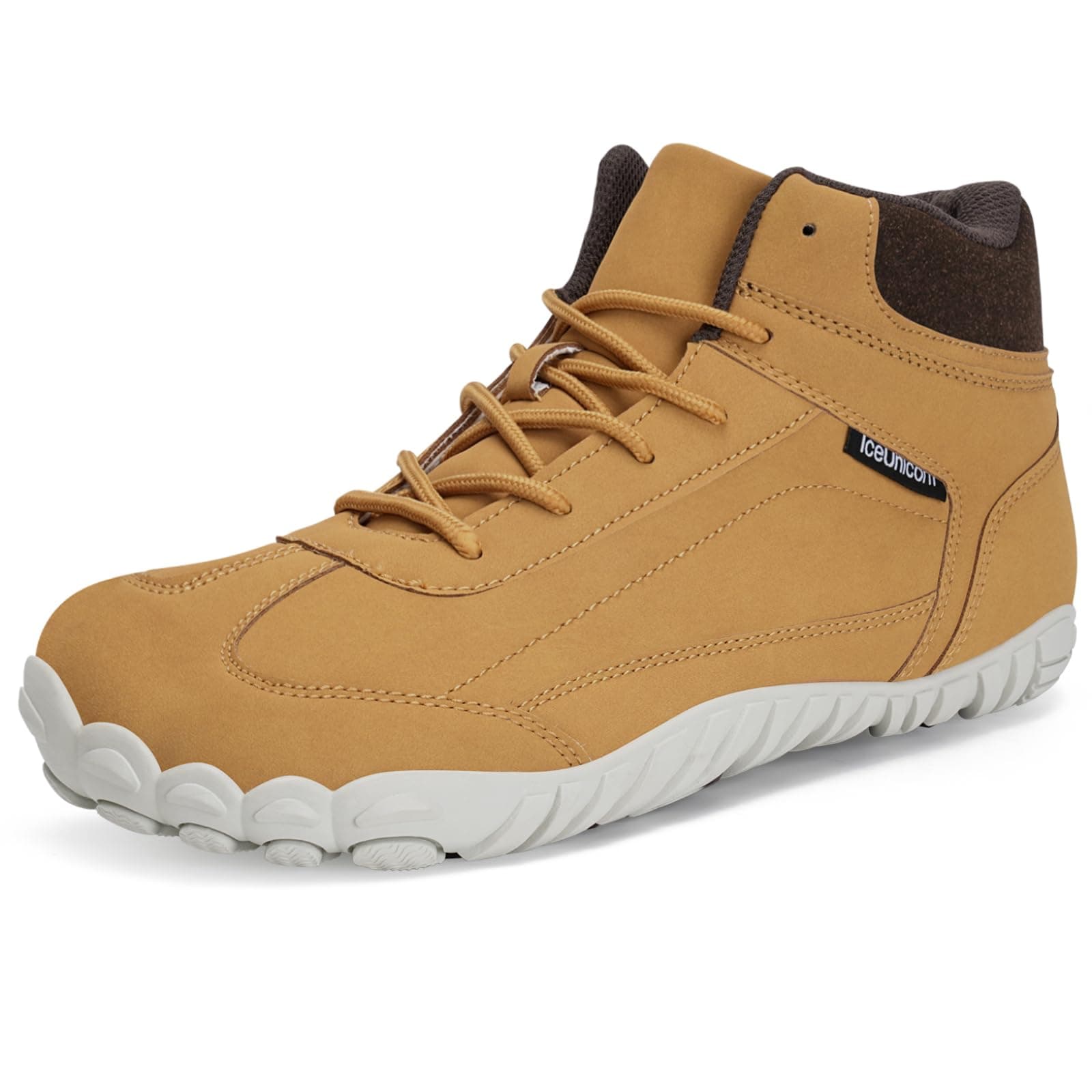 IceUnicorn Barfußschuhe Winter Warm Gefüttert Winterstiefel Winterschuhe Damen Herren 41 EU Leder Braun