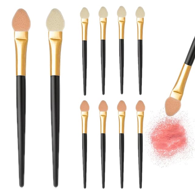 Lidschatten Pinsel, 10 Stück Make-up Pinsel Set Sponge Eyeshadow Brush Lidschattenpinsel Lidschatten Applikator Lidschatten Pinselset Doppelseitige Color für Frauen und Mädchen Rosa, Gelb