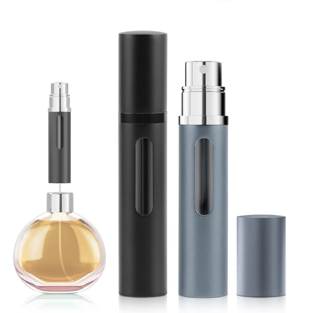 Qingning 2 Stück 8ml Parfümzerstäuber Nachfüllbar, Mini Portable Sprühflasche mit Fenster für Unterwegs, Nachfüllbar Leer Reise Parfüm Zerstäuber, Taschenzerstäuber Parfum für Damen Herren für Reisen