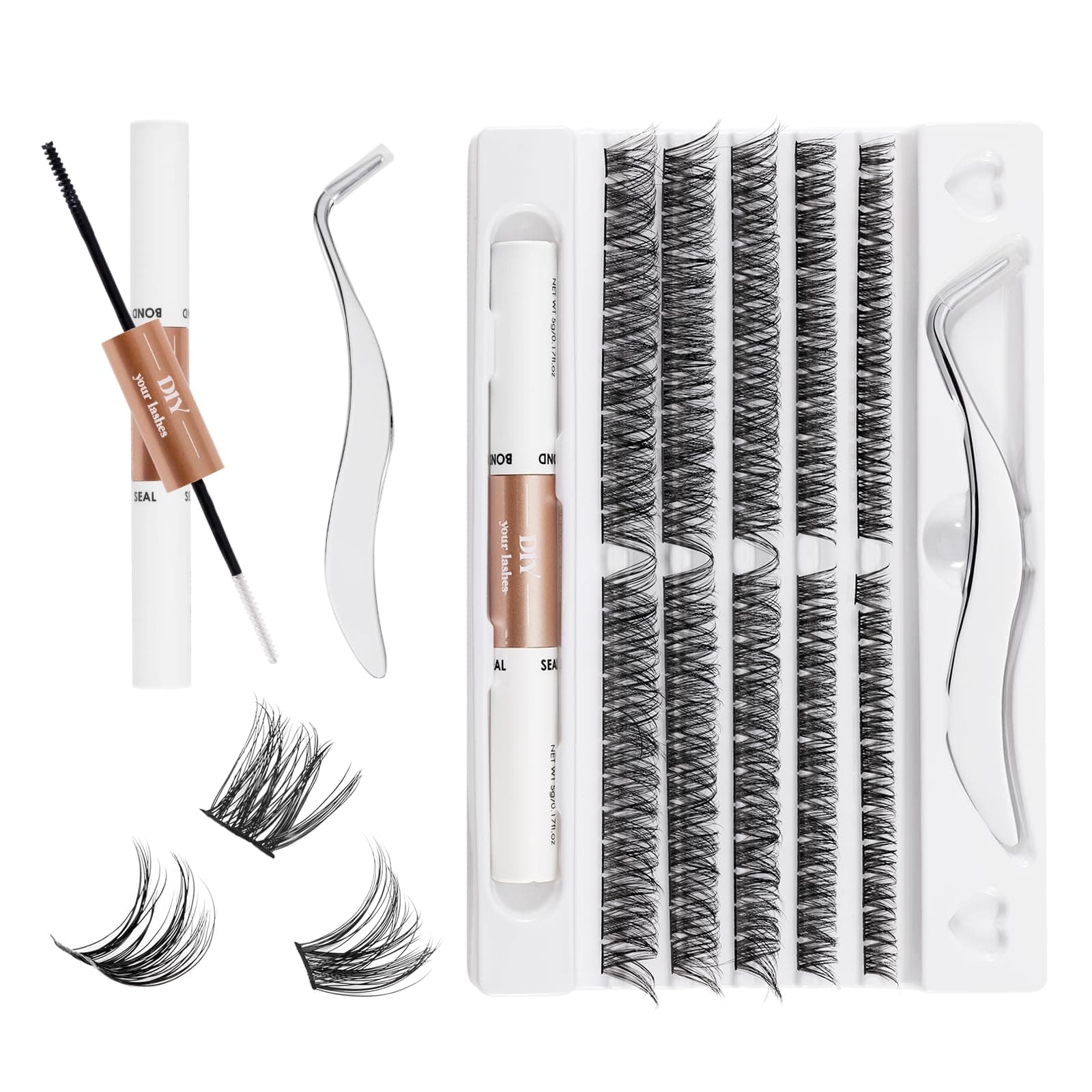 Wimpern Extensions set, 120 Stück Lash Extension set 10mm 12mm 14mm 15mm 16mm Eyelashes D Curl mit Wimpernkleber und Pinzette für Make-up DIY Wimpernverlängerung
