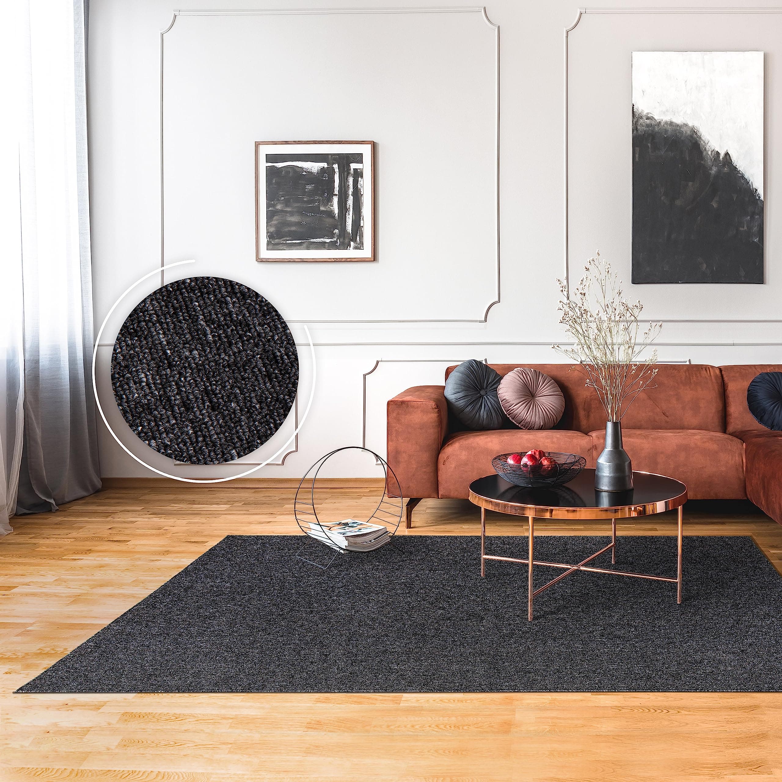 Paco Home Teppich Wohnzimmer Schlafzimmer Kurzflor Waschbar Bis 30 Grad Einfarbiges Design Meliertes Muster Weich Moderne Deko, Grösse:240x330 cm, Farbe:Anthrazit 240 x 330 cm (Rechteckig) Anthrazit