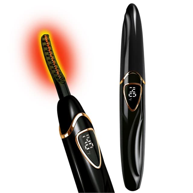 Tehoi S600 Beheizte Wimpernzange – Genaue Temperatursteuerung, intelligente automatische Abschaltung für natürliches Make-up und langanhaltende Locken | (Black+Gold)