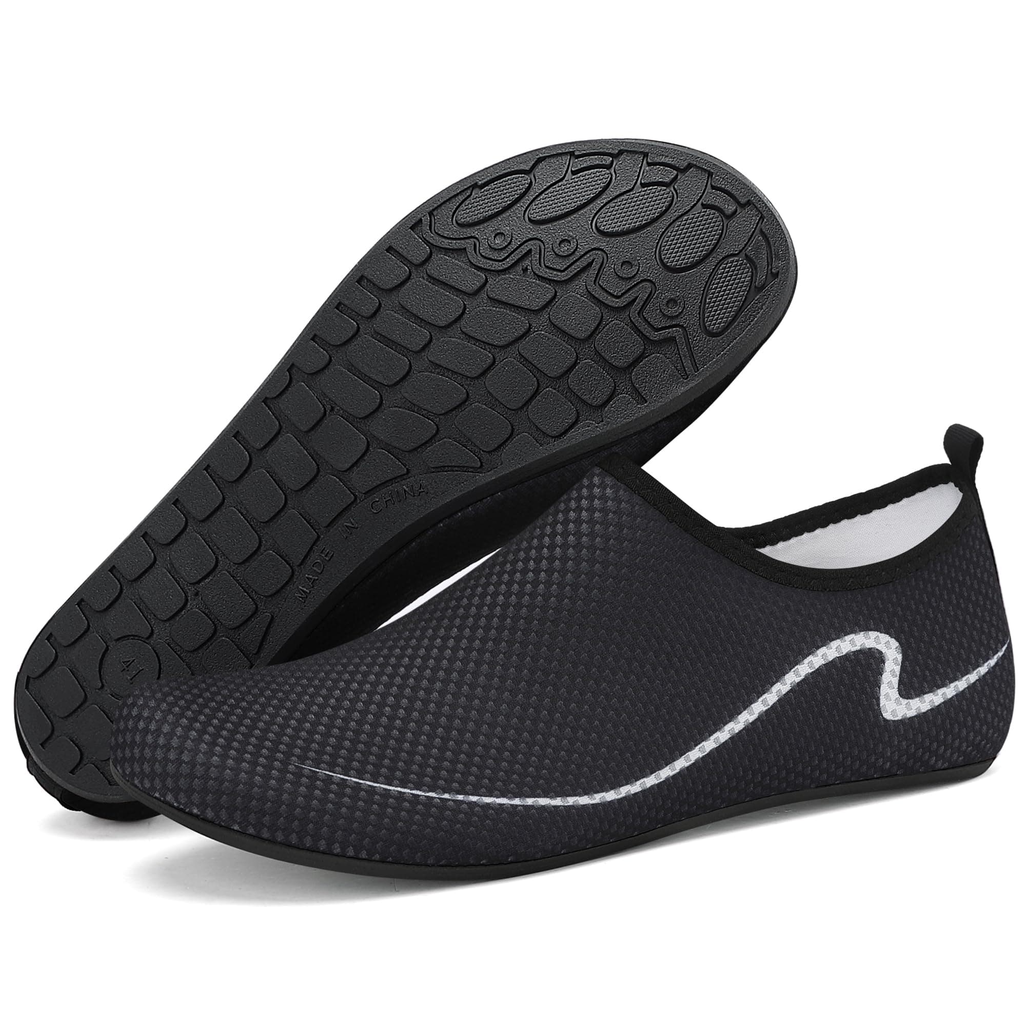 VOLHAL Unisex Badeschuhe Wasserschuhe Schnell Trocknend Schwimmschuhe rutschfest Strandschuhe Wassersportschuhe, Gr.34-47 43 EU Schwarz W993