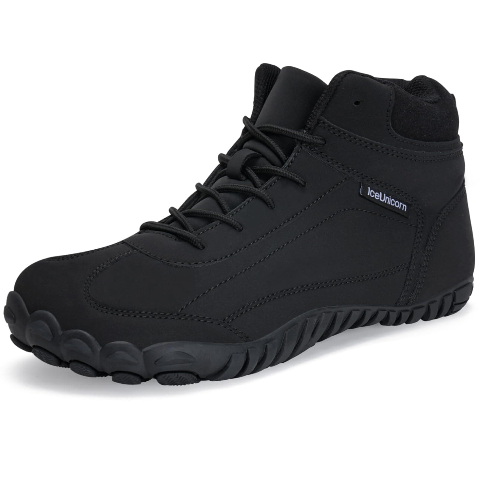 IceUnicorn Barfußschuhe Winter Warm Gefüttert Winterstiefel Winterschuhe Damen Herren 41 EU Leder Schwarz