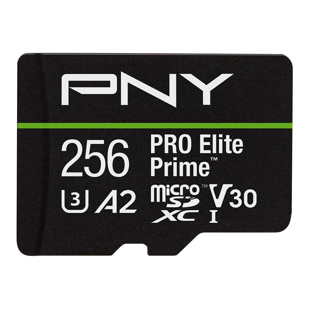 PNY Tarjeta microSDXC 256GB Pro Elite Prime Class 10 U3 V30 A2 + Adaptador SD - Hasta 200MB/s, Class 10, U3, V30, A2, 4K UHD, Full HD, UHS-I