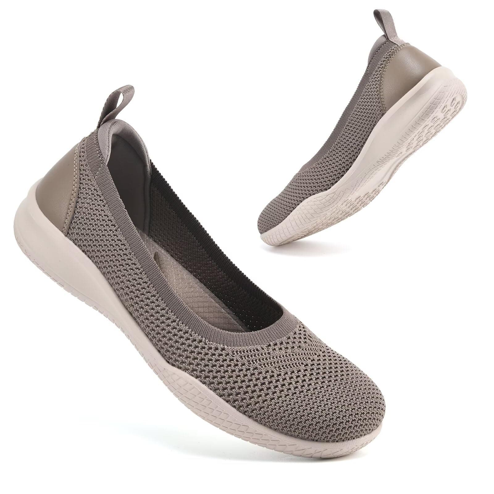 konhill Slipper & Mokassins für Damen, Sportschuhe, Leichte Slip On Sneakers Mesh Flache Schuhe Trainers 39 EU Khaki