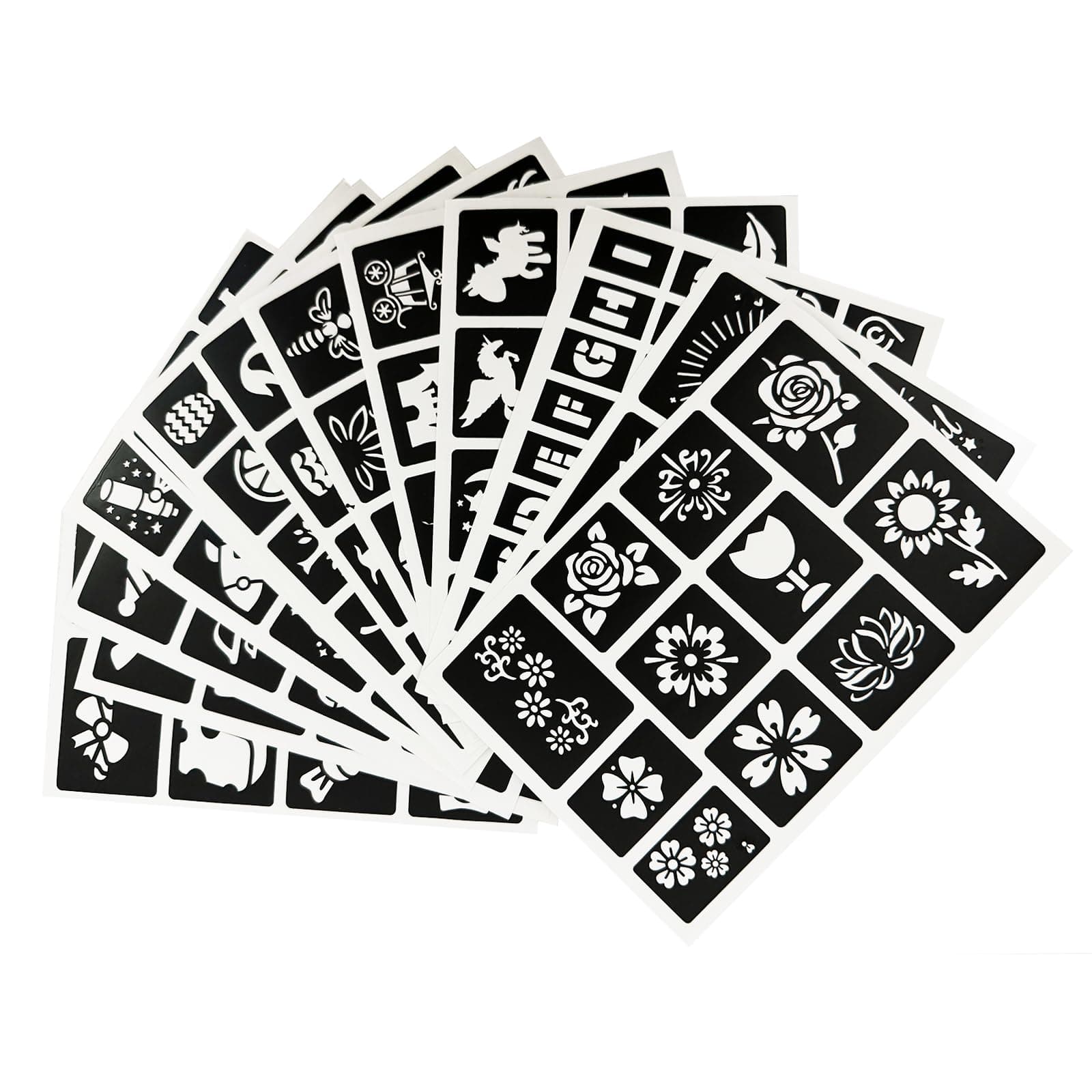 Glitzer Tattoo Schablonen,Temporäre Tattoo Schablonen, 14 Blätter 182 Stück Glitter Henna Tattoo Schablonen, Glitzertattoos Schablone für Kinder & Erwachsene Gesicht Hand Fuß Finger