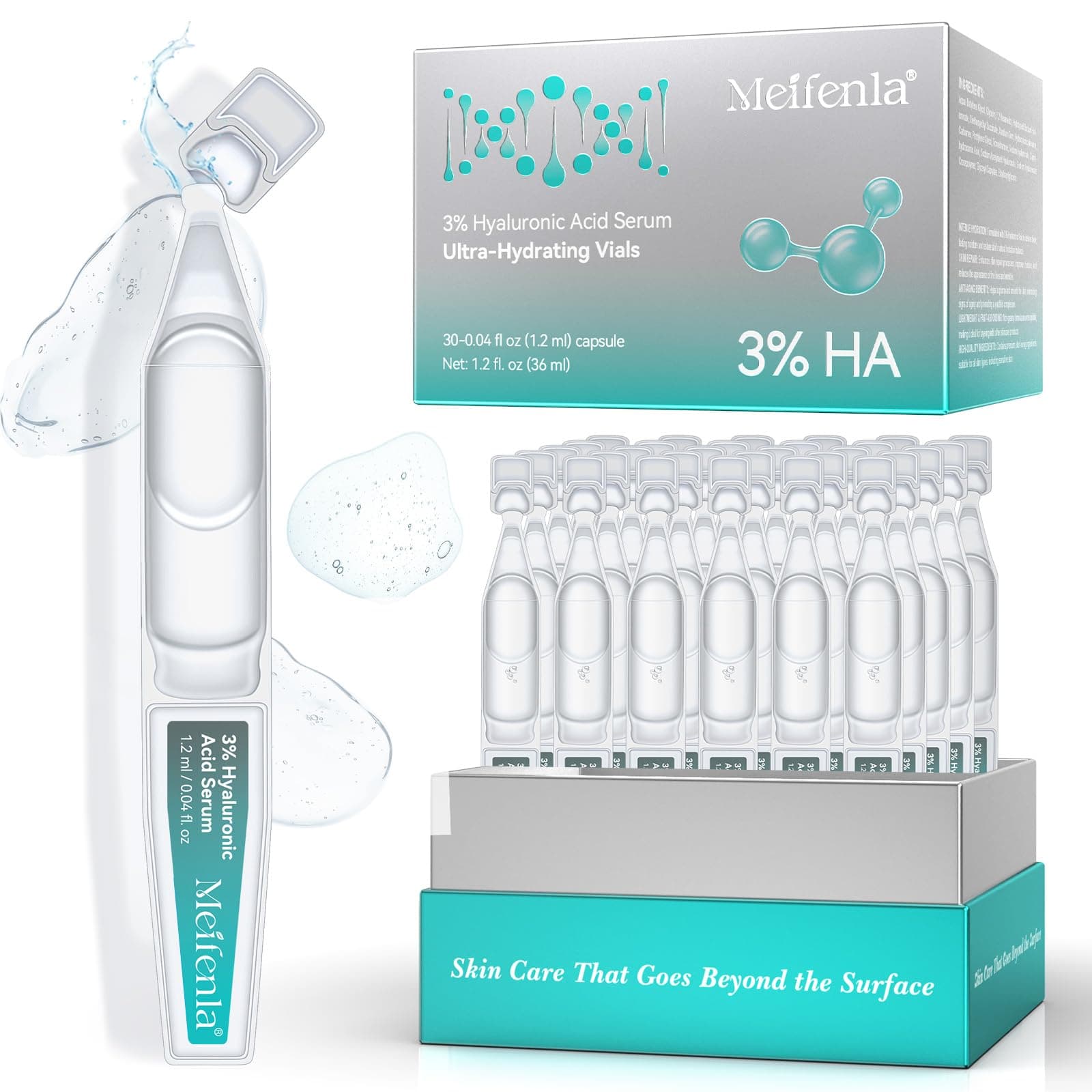 Hyaluron Serum Hochdosiert, Cosmetics Hyaluronsäure Serum Gesichtspflege, Intensive Feuchtigkeit, 3% Hyaluronic Acid Serum für Trockene Haut, Nicht Fettend, Straffendes, Strahlendes Gesicht,Anti-Aging