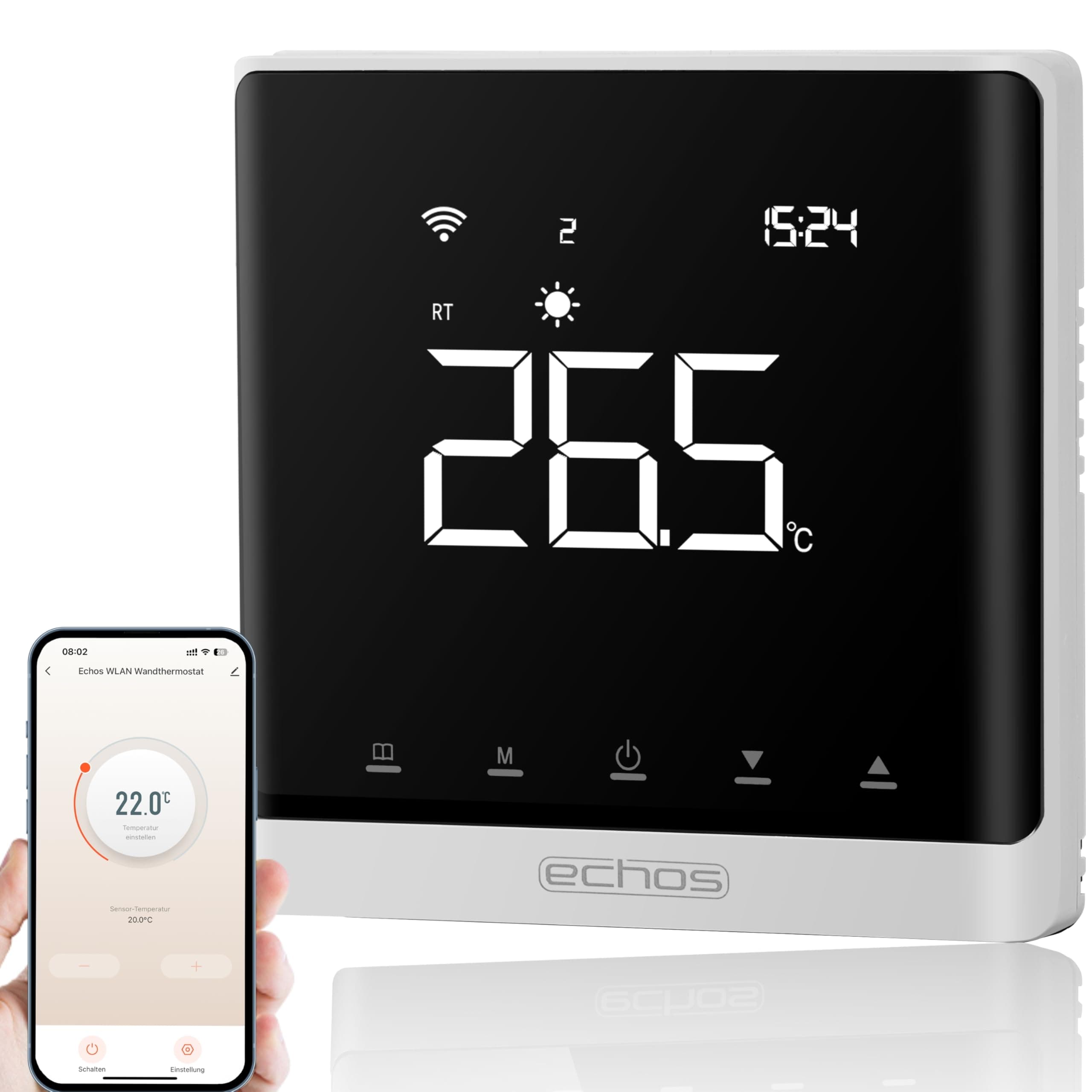 Wandthermostat Heizung Smart Fußbodenheizung WLAN Raumthermostat Über Smartphone Tuya Smart Life Amazon Alexa Google Home steuerbar Thermostat Fußssbodenheizung Programmierbares Raumthermostat Weiß / Schwarz