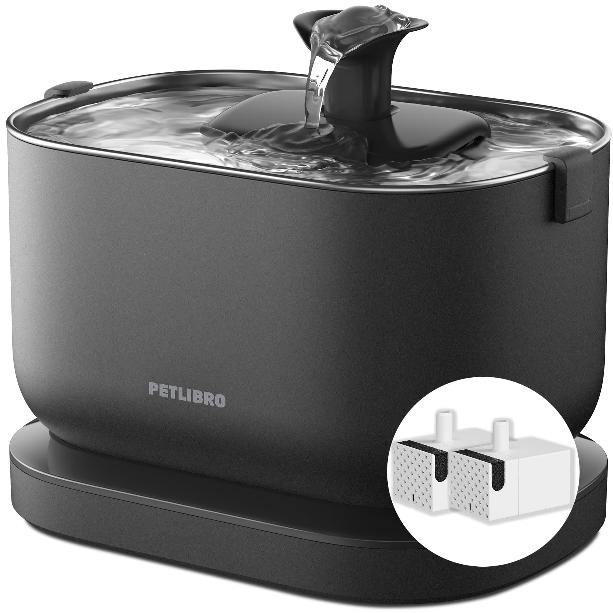 PETLIBRO Katzenbrunnen Kabellos mit Bewegungsmelder, Einfache Reinigung, Nr.1 Dockstream Trinkbrunnen für Katze Kabellos mit Akku 5000mAh, 23dB Ultraleise, BPA-frei, 2 Pumpe Schwarz Trinkbrunnen