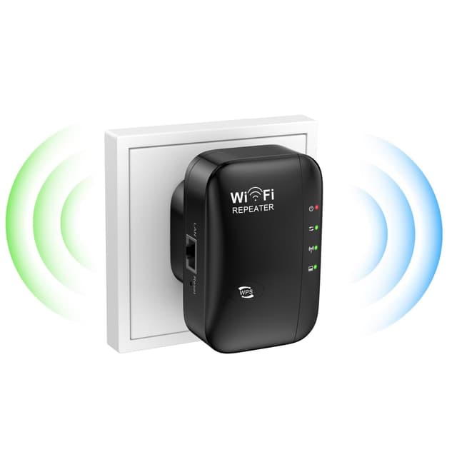 WLAN Verstärker, WLAN Repeater 300 Mbit/s 2.4 GHz, WiFi-Verstärker mit Repeater/AP-Modus, WiFi Extender Booster mit Ethernet-Verbindung, Internetverstärker bis zu 5000 sq.ft und alle wla-blaa