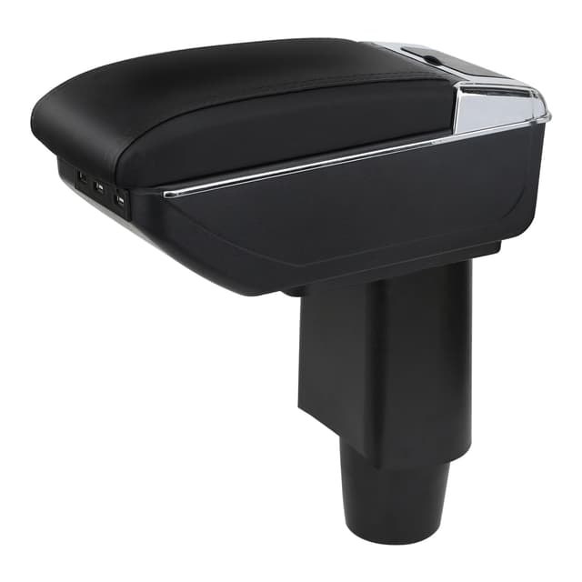 YJYWZH Armlehne kompatibel mit Fiat 500 Mittelkonsole Aufbewahrungsbox Drehbar Mit Getrankehalter Doppelschicht Nachrustteile Schwarz