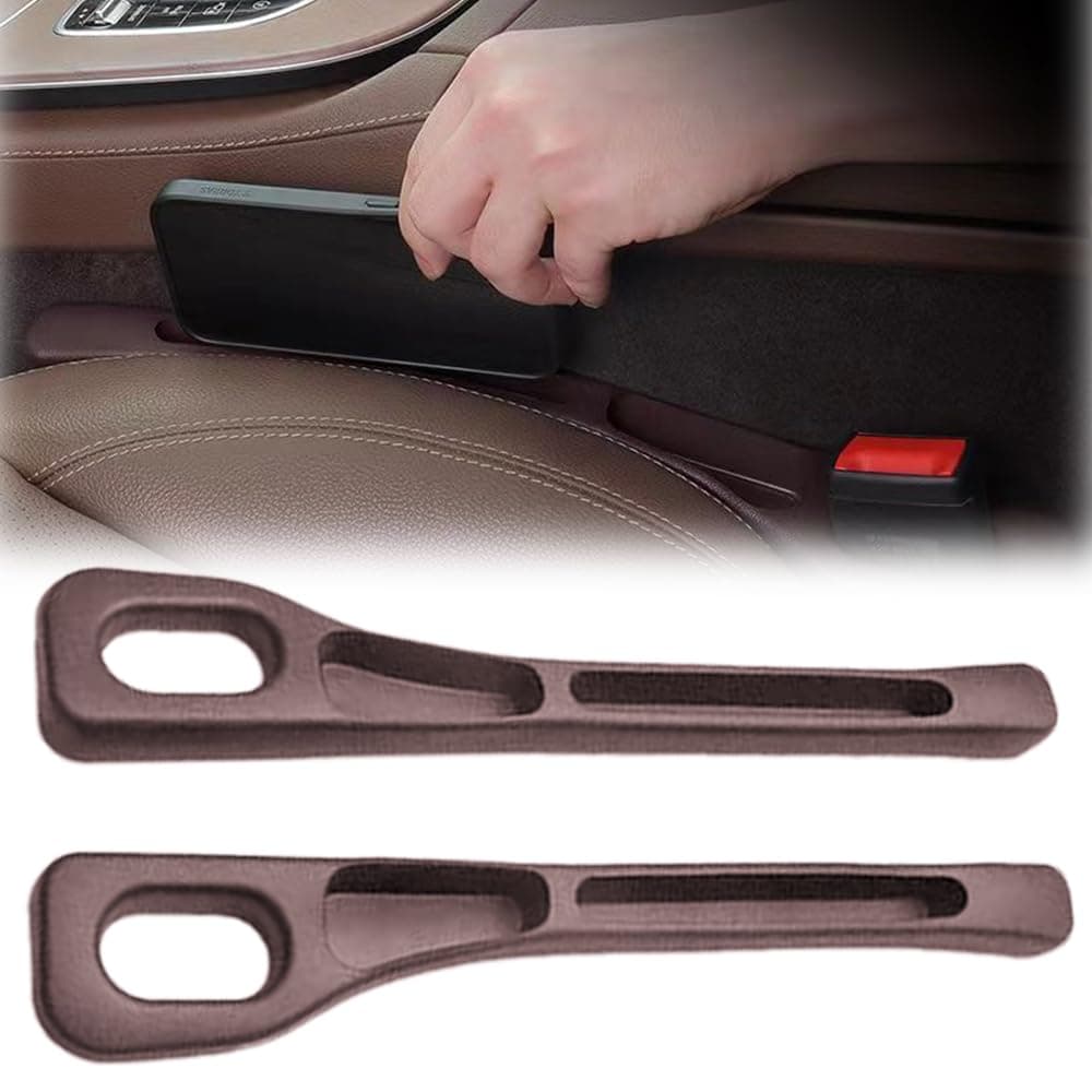 MLZTINGR Autozubehör – Aufbewahrungsbox für Autositze, 2024 Upgraded Autositz Gap Organizer Storage Box, Universal LückenfüllerOrganizer Car Seat Gap Filler für Car Seat (brown)