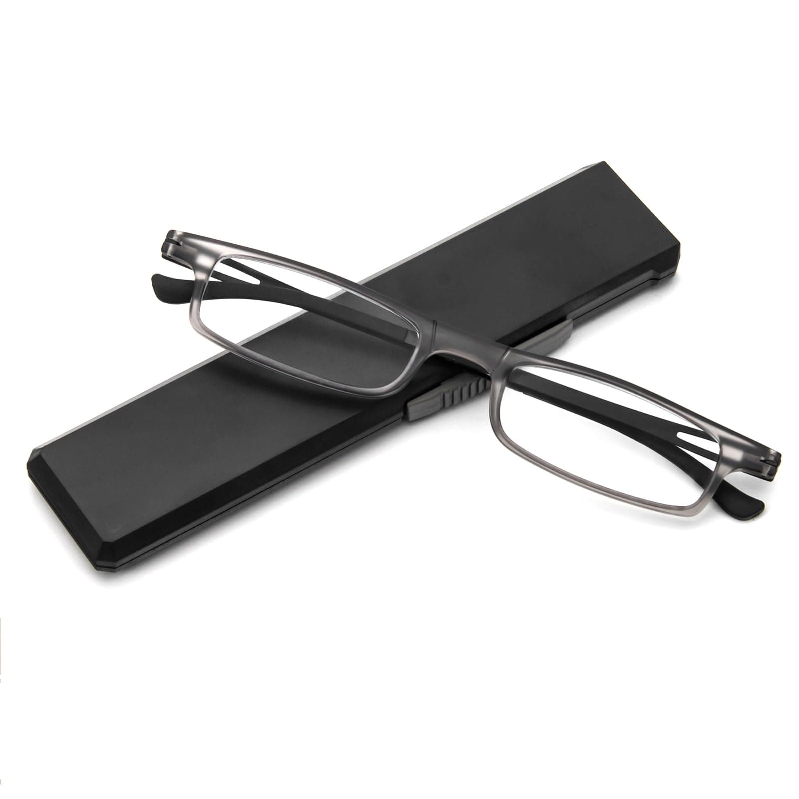 KoKoBin Kompakte Lesebrille mit Blaulicht- und UV-Schutz, ultradünne und ultrafeine TR90-Lesebrillen mit tragbarem, flachem Brillenetui, für Männer und Frauen (Grau, 3.5, Dioptrien) Grau 3.5 Dioptrien
