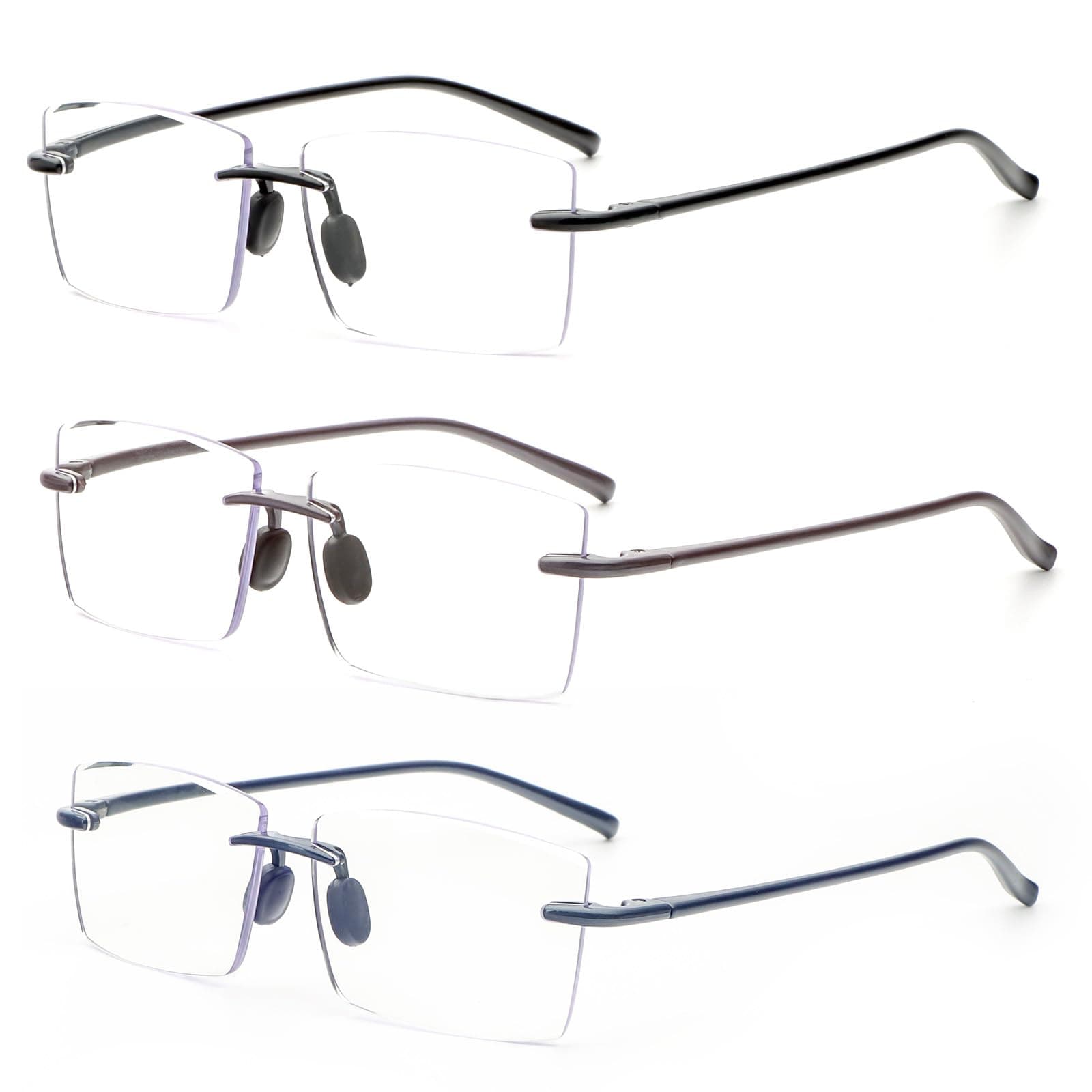 KoKoBin 3 Stück Randlos Lesebrille super Light Anti Blaulicht Computerbrille Lesebrillen für Damen und Herren (3 Stück, 3.5, Dioptrien) 3 Stück 3.5 Dioptrien