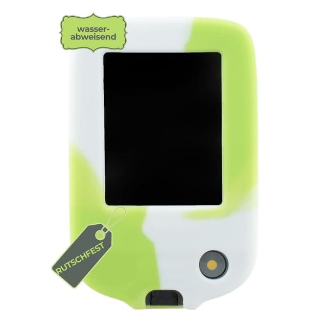 caseroxx Silikon-Hülle kompatibel mit Freestyle Libre 1/2 / 3 / Insulinx / 14 Day aus Silikon, Tasche mit und ohne Gürtelclip in Grün Mix