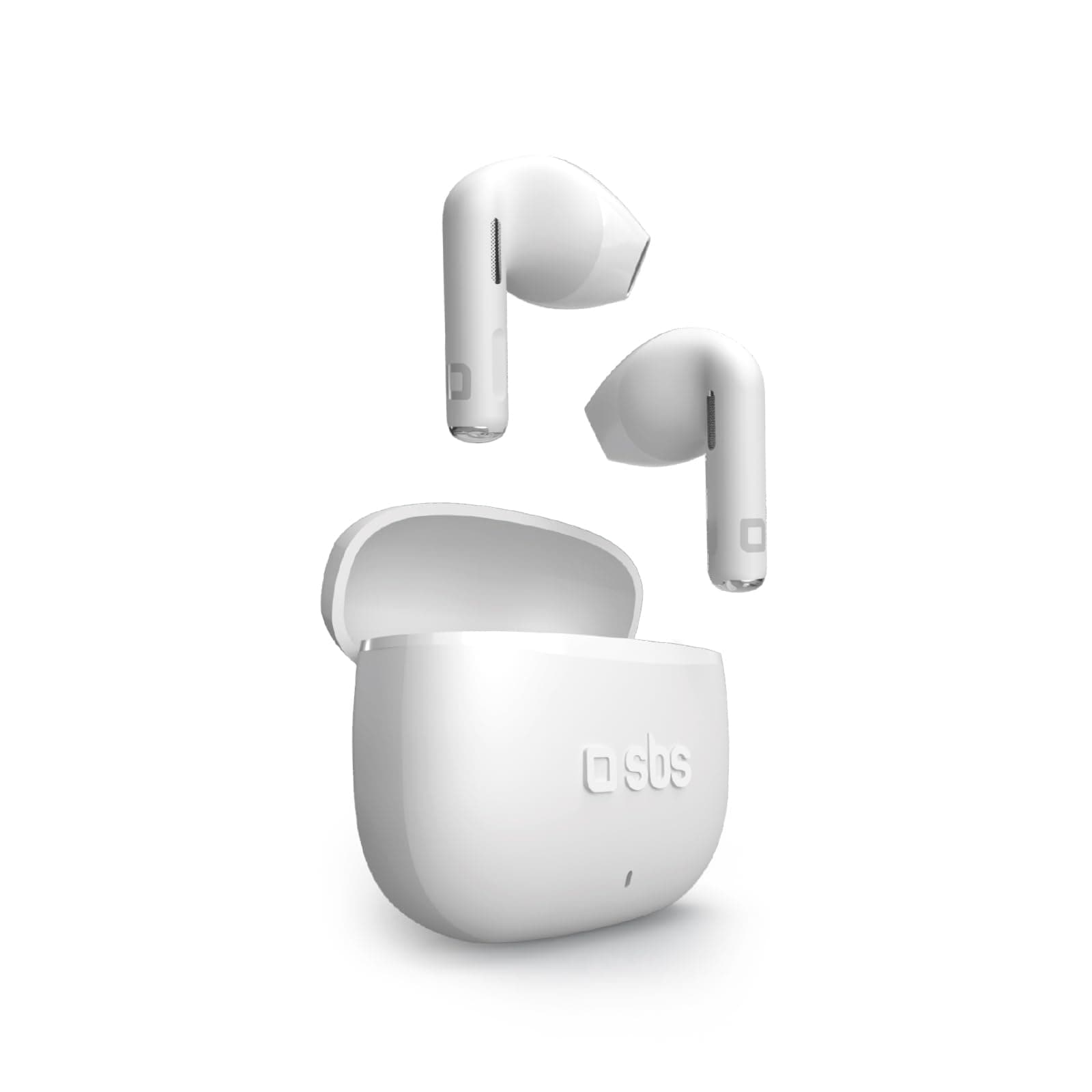 SBS Go Pods TWS – True Wireless Stereo Semi-In-Ear-Kopfhörer, Ladecase, integriertes Mikrofon, Touch-Bedienung, für Smartphones, Tablets, Laptops, 12 Stunden Wiedergabezeit, weiß White
