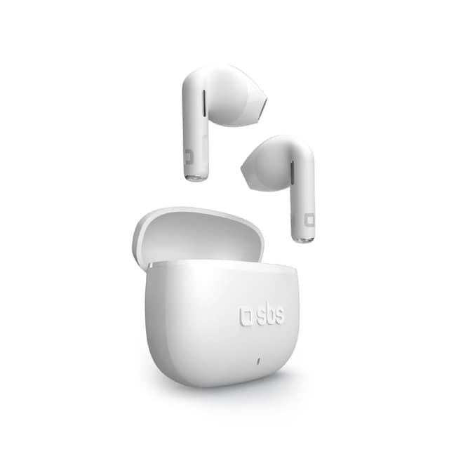 SBS Go Pods TWS – True Wireless Stereo Semi-In-Ear-Kopfhörer, Ladecase, integriertes Mikrofon, Touch-Bedienung, für Smartphones, Tablets, Laptops, 12 Stunden Wiedergabezeit, weiß White