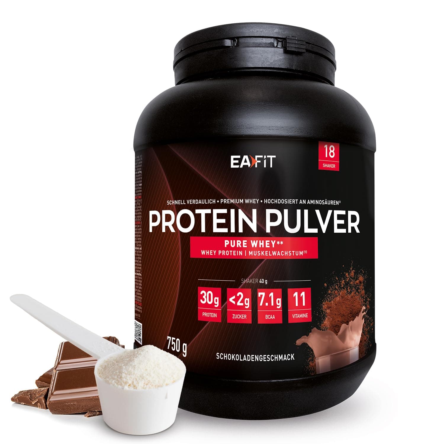 Protein Pulver Schokolade 750g - Premium Eiweiss protein pulver für Muskelaufbau - Whey Protein Isolate - Protein Pulver mit Shaker Empfehlung - für Shaker Protein & Fitness - EAFIT