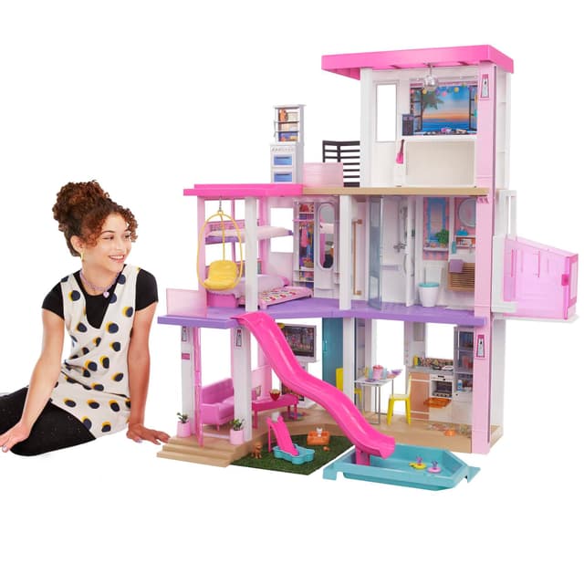 Barbie Dream House (114 cm), 3-stöckiges Puppenhaus Pool, Rutsche, Rollstuhllift, 75 Zubehörteile, Puppen, als Geschenk für Kinder ab 3 Jahren geeignet, GRG93 2021 Version
