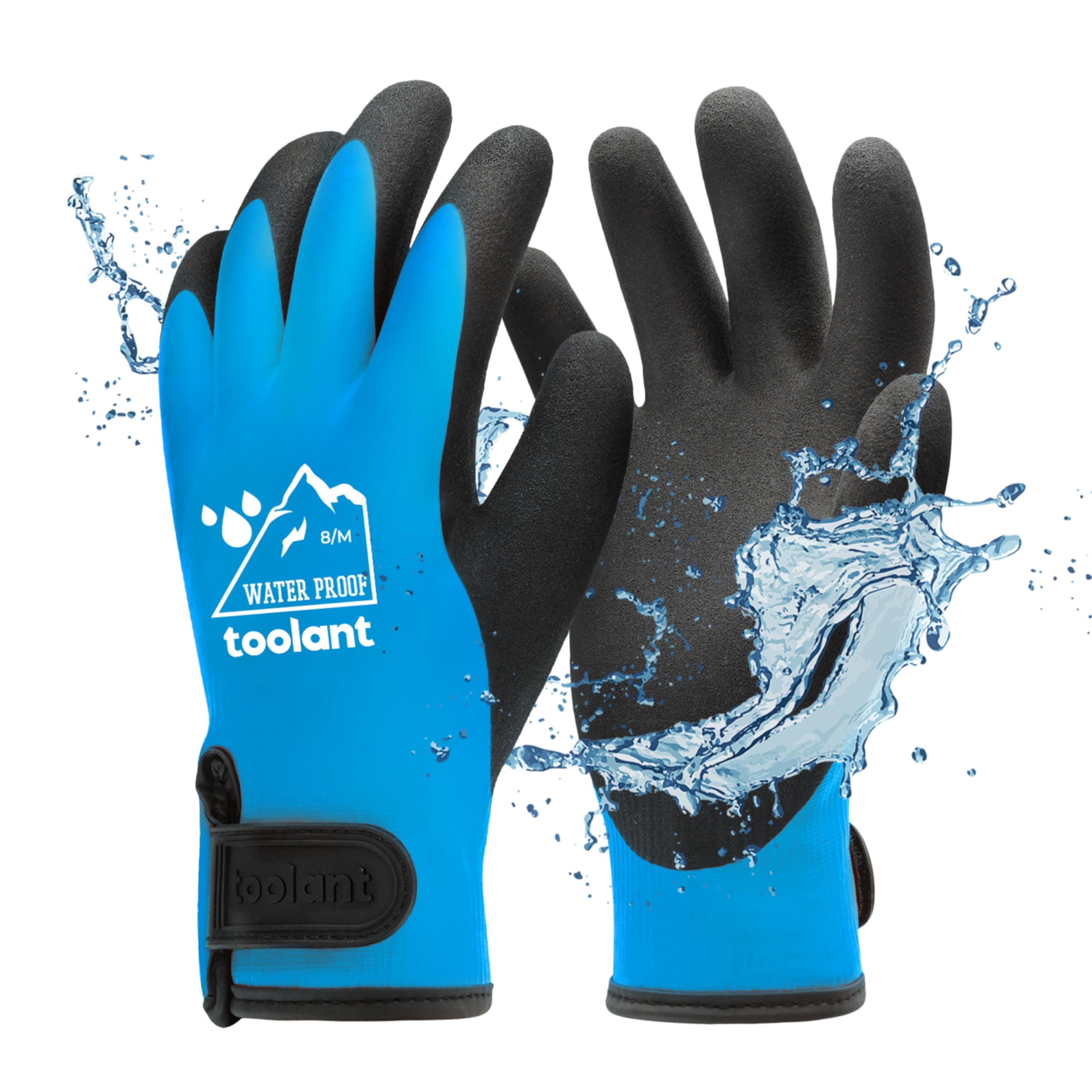 toolant 100% Waaserdichte Arbeitshandschuhe für Herren und Damen, Arbeitshandschuhe Winter für kaltes Wetter, Touchscreen, Warme Thermohandschuhe (Blau, Medium (Packung von 1)) M Blau (1 Paar)