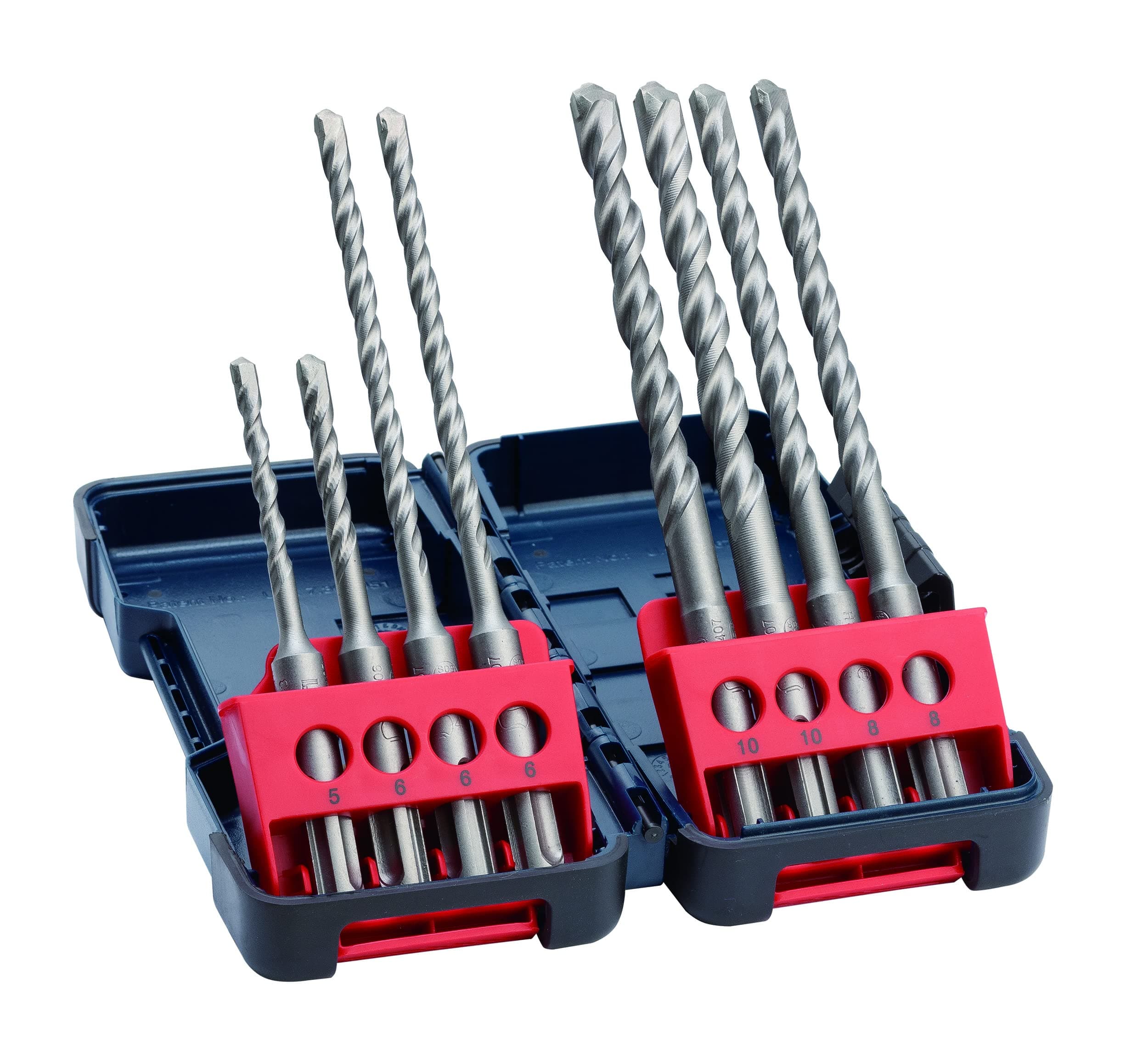 Bosch Professional 8-tlg Hammerbohrerset SDS plus-3 (für Beton, in Tough Box, Ø 5–10 mm, Zubehör Bohrhämmer) 110 & 160 mm Ø 5-10 mm | Set
