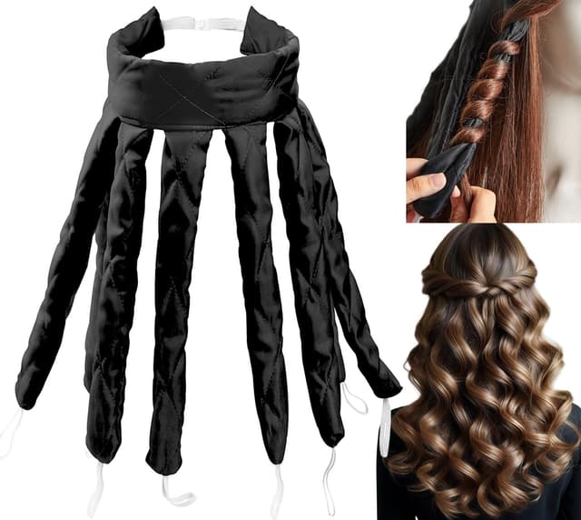Heatless Headband, Octopus Hair Curler, Lockenwickler über Nacht Locken Ohne Hitze Für Lange Mittleres Haare, Seidenband Weiches Stirnband Wellen Tools Für Damen Mädchen Schwarz