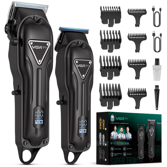 Vgrpro Haarschneidemaschine, Schnurlose Haarschneider Herren und Trimmer Herren Set, Haarschneide set mit langer Akkulaufzeit, elektrischer Haartrimmer für die Familie,Barbier, Friseur(Black)