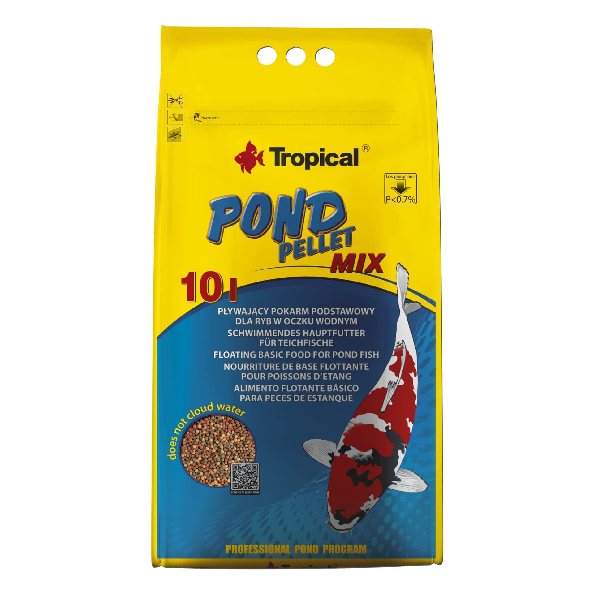 Pond Pellet Mix 10L / 1300g - Fischfutter für alle Teichfische, Schwimmendes Teichfischfutter-Pellets für Goldfische, Koi und alle Kaltwasserfische Meeresfrüchte 1.3 kg (1er Pack)