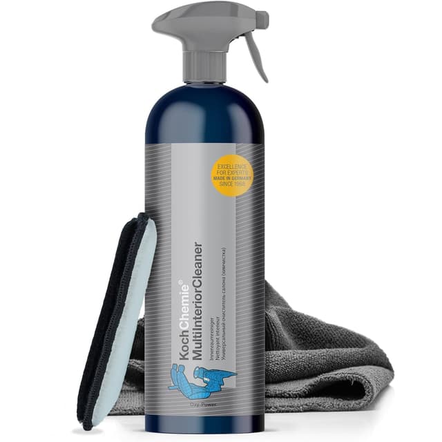 Auto Reinigungsset Innenraum | Koch Chemie Multi Interior Cleaner 750ml Innenraumreiniger + Mikrofasertuch + Mikrofaser Pad |Effiziente Reinigung von Polster Textil Kunststoff Koch Chemie InteriorCleaner Set