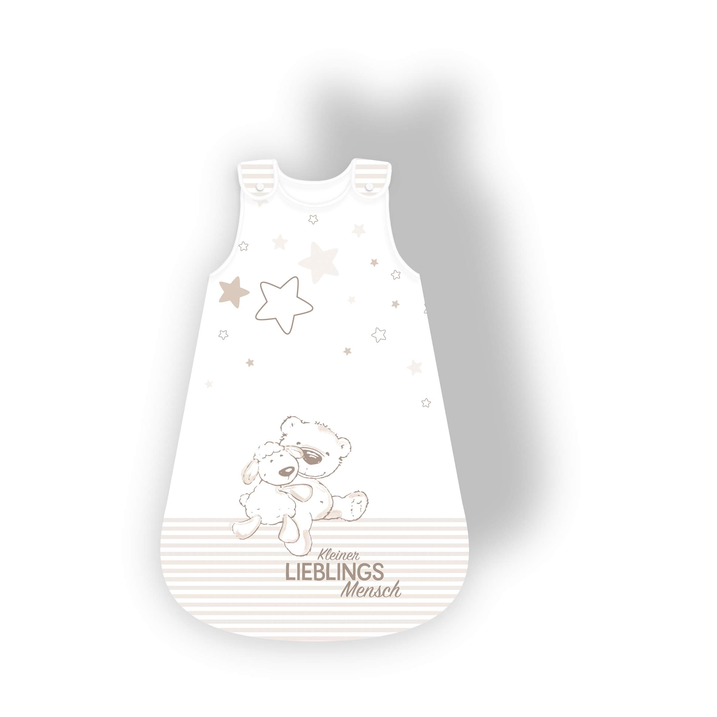 Herding Baby Best Baby-Schlafsack, Kleiner Lieblingsmensch Motiv, 110 cm, Seitlich umlaufender Reißverschluss und Druckknöpfe, Weiß
