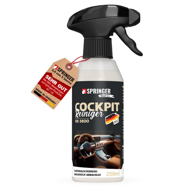 SPRINGER RX5600 - - Cockpit-Reiniger 250 ml - - Made in Germany - - Versiegelt & schützt - - Innenraumreiniger antistatisch & staubabweisend - - Auto Kunststoff-Reiniger schadstofffrei