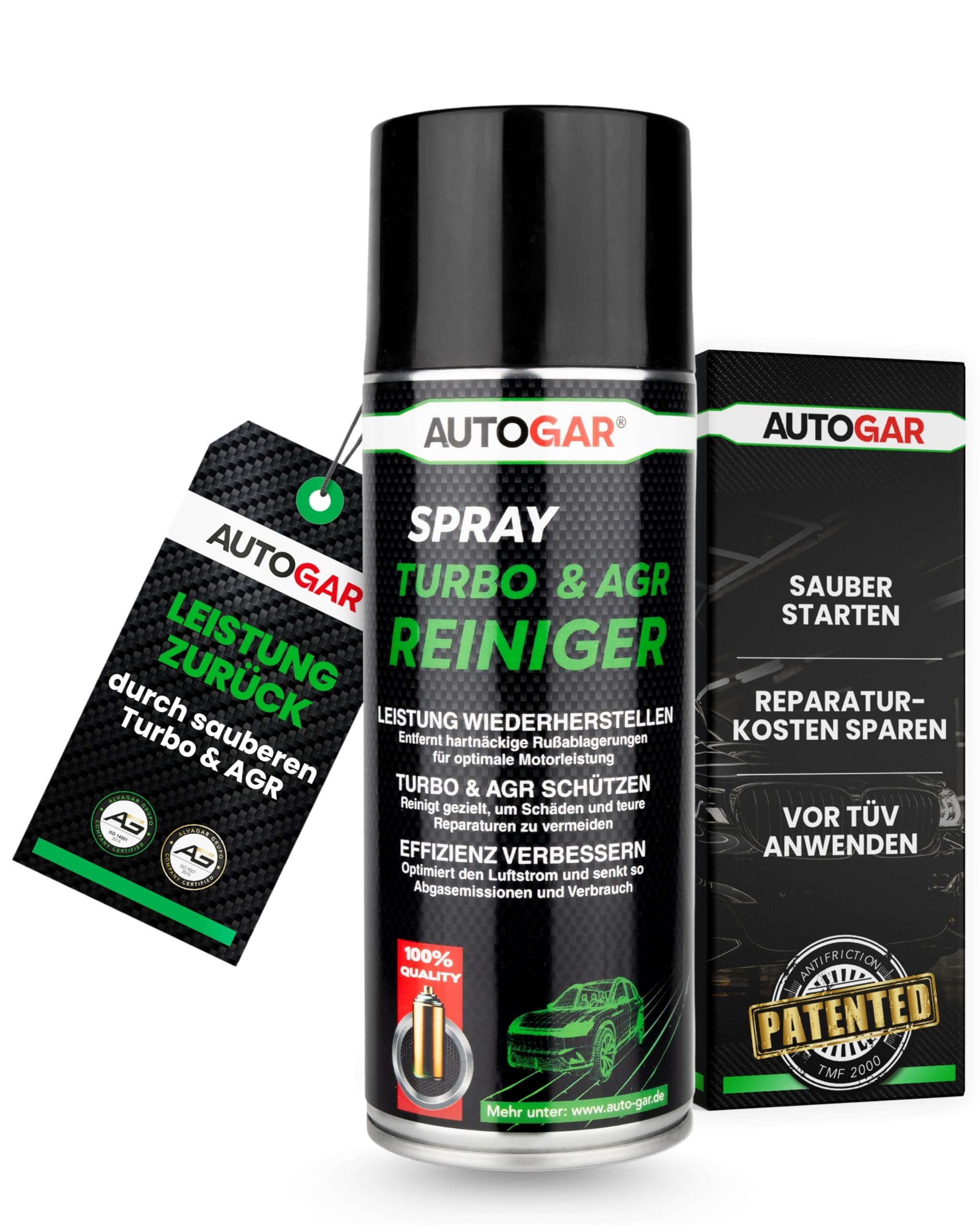 AUTOGAR® Turbo & AGR Reiniger Spray 400ml - Entfernt Ruß, Ölkohle & Ablagerungen - Für Turbo, Ansaugtrakt & AGR-Ventil - Diesel-Spezialspray für mehr Leistung & weniger Verbrauch