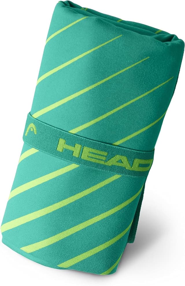 HEAD Active Stripes - Mikrofaser Handtuch mit Gummizug, Mikrofaser Handtuch Set Flauschiges und Leichtes, Schnell Trocknendes Fitness Handtuch, Saugfähiges Badetuch, Platzsparende Reisehandtücher