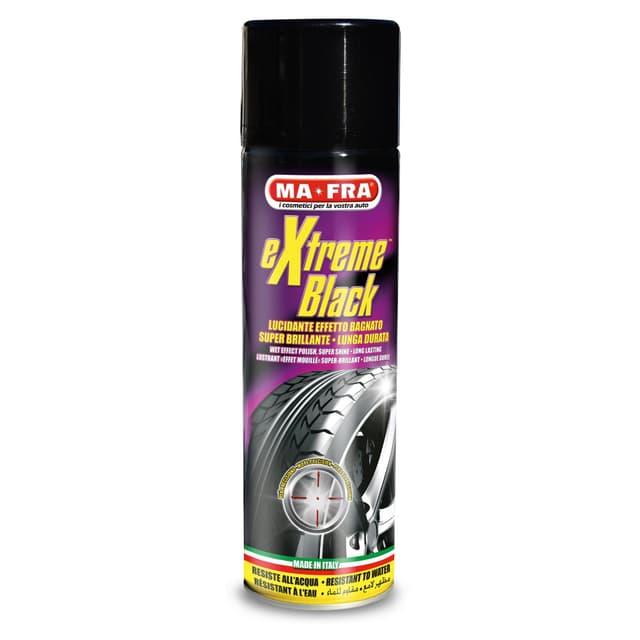 Mafra, Extreme Black, schwarzes, ultra-glänzendes Reifenspray mit Nasseffekt, verhindert Rissbildung, ist gegen Regen und häufiges Waschen beständig, Menge 500 ml