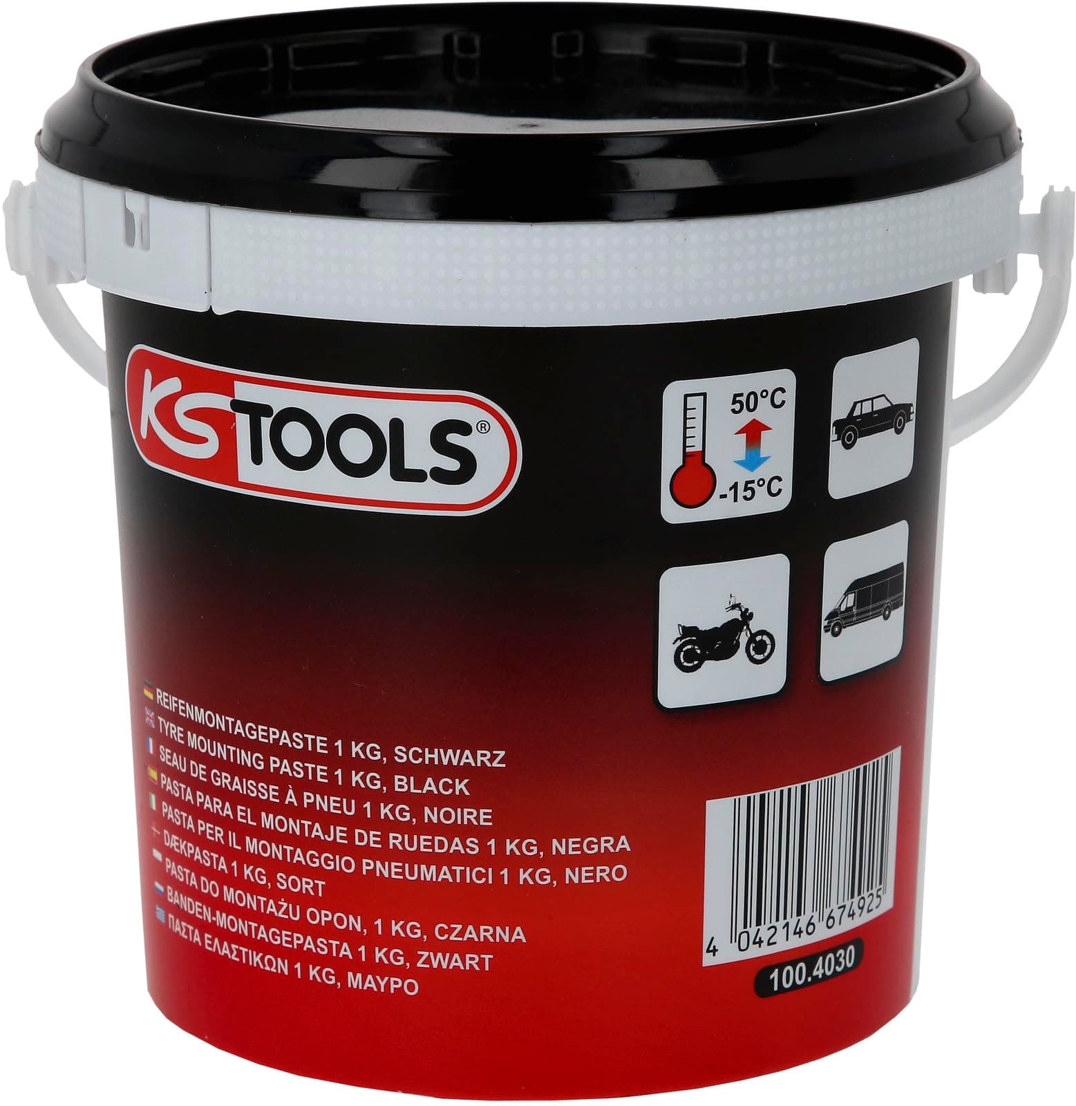 KS Tools 100.4030 Reifenmontagepaste 1kg, schwarz - für alle Fahrzeugtypen Schwarz Single