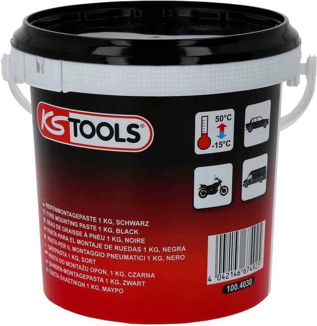 KS Tools 100.4030 Reifenmontagepaste 1kg, schwarz - für alle Fahrzeugtypen Schwarz Single