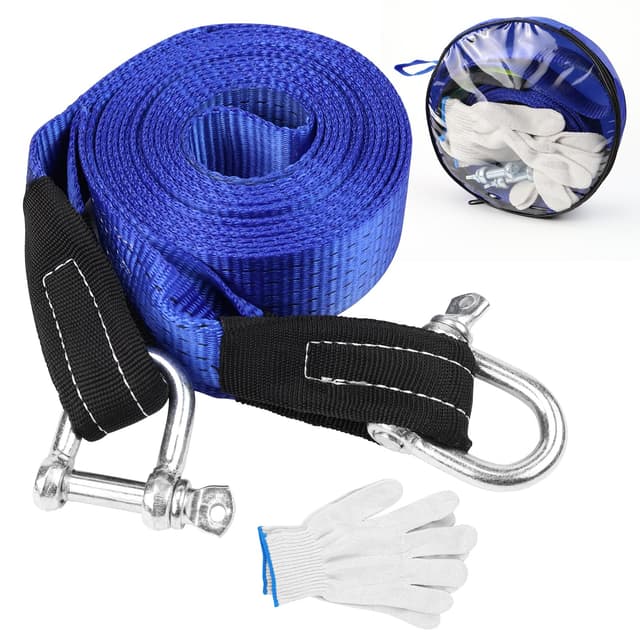 Abschleppseil Pkw 5 cm x 5 M, 8T Tow Rope, Tow Strap, Abschleppseile Auto, Abschleppgurt mit Hohe Festigkeit' Schäkel für Abschleppen und zur Rettung von Autos