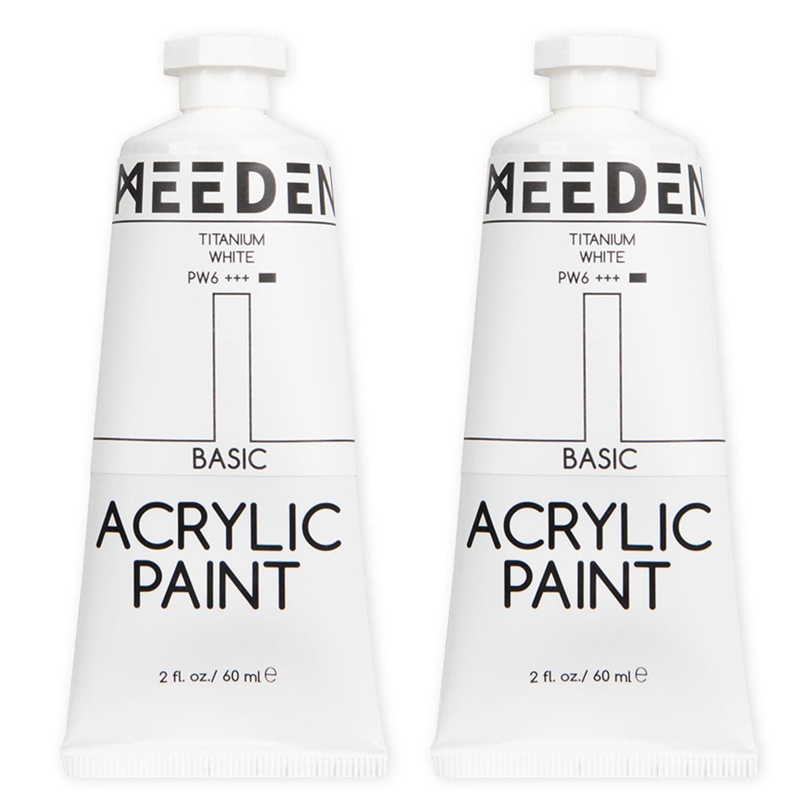MEEDEN Titanweiße Acrylfarbe – schwere Acrylfarbe, Tuben, großes Wert, 2 x 60 ml 1 stück (2er Pack)